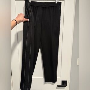 Brunello Cucinelli Black Elastic Waist Pants w/ Beaded Side Detail.  Size XL